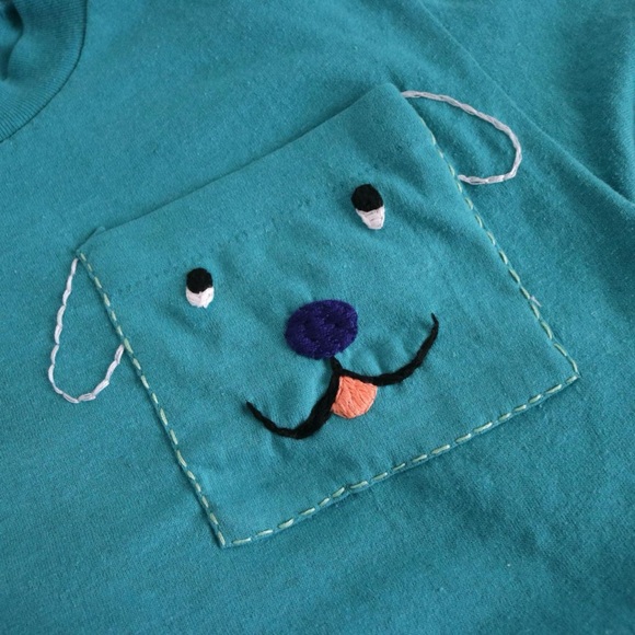 Puppy pocket teal shirt - Picture 3 of 7